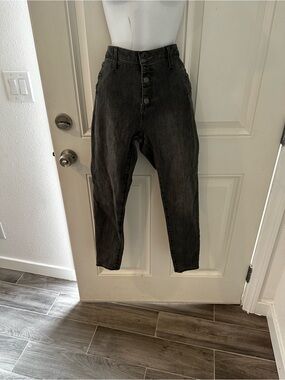 Banana Republic High-Rise Button-Fly Black Jeans